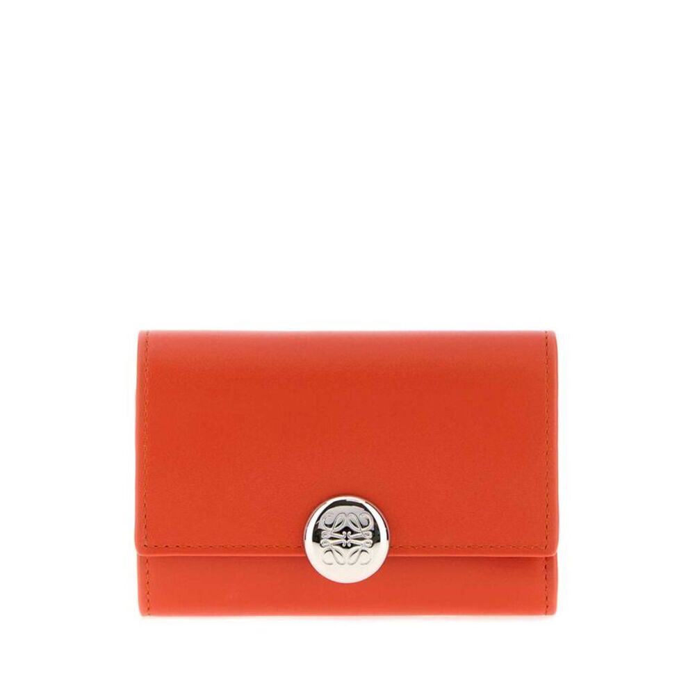 Loewe Women Orange Leather Pebble Wallet